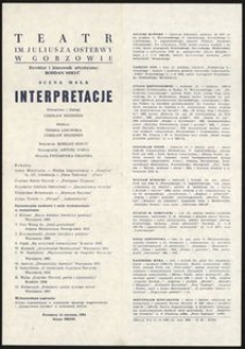 [Program teatralny] "Interpretacje", scenariusz i dialogi Czesław Meissner