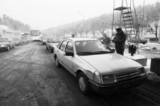 Kolejka samochodów na przejściu granicznym w Świecku