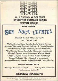 [Afisz] Wiliam Szekspir "Sen nocy letniej", przekład Konstanty Ildefons Gałczyński