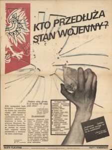 [Plakat] "Gazeta Plakatowa" nr 8/ Wrzesień 1982 Kto przedłuża stan wojenny?