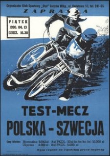 [Plakat] Test - mecz : Polska - Szwecja : impreza nr 4 : piątek, 13.04.1990 r., godz.16.00.