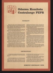 [Plakat] Odezwa Komitetu Centralnego PZPR