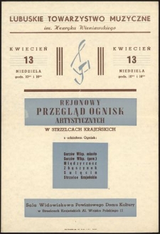 [Afisz] Rejonowy Przegląd Ognisk Artystycznych w Strzelcach Krajeńskich