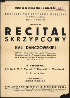 [Afisz] Recital Skrzypcowy Kaji Danczowskiej