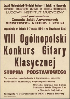 [Afisz] VIII Ogólnopolski Konkurs Gitary Klasycznej stopnia podstawowego