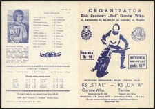 [Program] Drużynowe Mistrzostwa Polski : XI runda 1986 r. : KS "Stal" Gorzów - "Unia" Tarnów : impreza nr 14 : niedziela, 86.07.27, godz. 16.00.