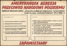 [Druk ulotny] Amerykańska agresja przeciwko narodowi polskiemu