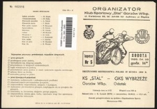 [Program] Drużynowe Mistrzostwa Polski : IV runda 1989 r. : KS "Stal" Gorzów Wlkp. - GKS "Wybrzeże" Gdańsk : impreza nr 5 : sobota, 1989.04.29, godz. 16.00.