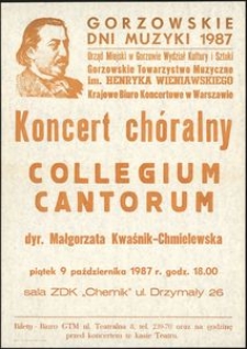 [Afisz] Koncert chóralny Collegium Cantorum