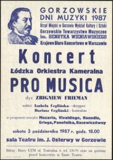 [Afisz] Koncert Łódzka Orkiestra Kameralna Pro Musica