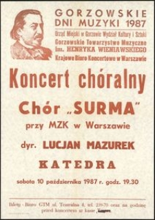 [Afisz] Koncerrt chóralny - chór "Surma" przy MZK w Warszawie