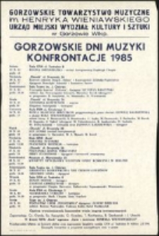 [Afisz] Gorzowskie Dni Muzyki : konfrontacje 1985