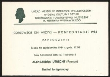 [Zaproszenie] Gorzowskie Dni Muzyki - konfrontacje 1984: zaproszenie : środa 10 października 1984 r., godz. 17.00.