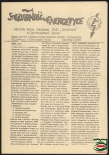 Solidarność w Energetyce: informator Komisji Zakładowej NSZZ "Solidarność" w Elektrociepłowni w Gorzów 6.IX.1981