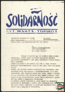 Solidarność GPT-WARTA-TOURIST: informator związkowy NSZZ "Solidarność" nr 1/1981