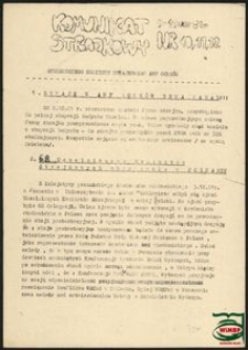 Komunikat Strajkowy Studenckiego Komitetu Strajkowego AWF Filia Gorzów Wlkp. 9-11.12.1981