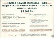 [Druk ulotny] Chwała ludziom rolniczego trudu : Miejsko-Gminne Śęięto Plonów - Warnice - 86