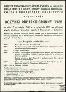 [Afisz] Dożynki Miejsko-Gminne '1986 w Sulęcinie