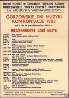 [Afisz] Gorzowskie Dni Muzyki : konfrontacje 1983