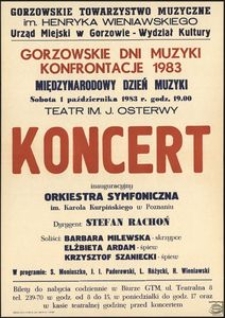 [Afisz] Gorzowskie Dni Muzyki : konfrontacje 1983 : Międzynarodowe Dni Muzyki , sobota 1 października 1983 r. godz. 19.00