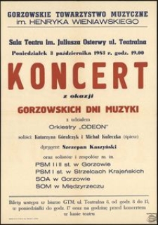 [Afisz] Koncert z okazji Gorzowskich Dni Muzyki z udziałem orkiestry "Odeon"