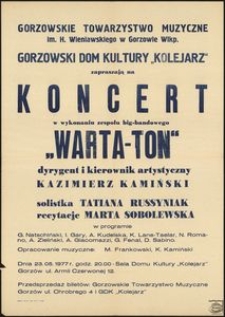 [Afisz] Koncert w wykonaniu zespołu big-bandowego "Warta-Ton"