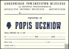 [Program] Gorzowskie Towarzystwo Muzyczne im. henryka Wieniawskiego, Społeczne Ognisko Muzyczno-Artystyczne zapraszają na popis uczniów