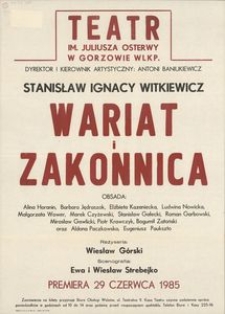 [Afisz] Stanisław Ignacy Witkiewicz "Wariat i zakonnica"
