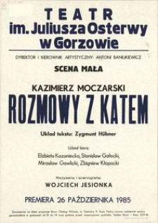 [Afisz] Moczarski Kazimierz, "Rozmowy z katem"
