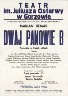 [Afisz] Marian Hemar "Dwaj Panowie B" komedia w trzech aktach