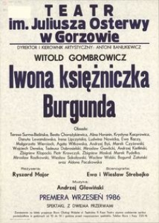 [Afisz] Witold Gombrowicz "Iwona księżniczka Burgunda"