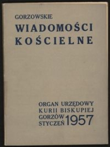 Gorzowskie Wiadomości Kościelne 1957, R.1, nr 1