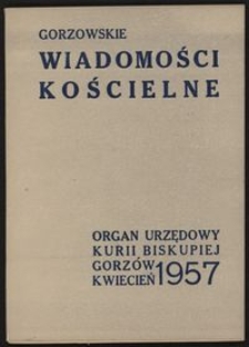 Gorzowskie Wiadomości Kościelne 1957, R.1, nr 4