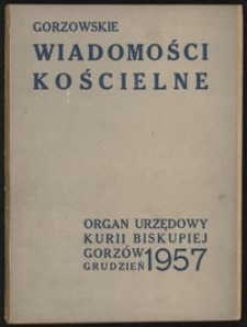 Gorzowskie Wiadomości Kościelne 1957, R.1, nr 12