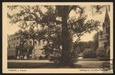 Tamsel b. Cüstrin : Schlossgarten mit Schloss u. Kirche