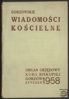 Gorzowskie Wiadomości Kościelne 1958, nr 1