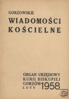 Gorzowskie Wiadomości Kościelne 1958, nr 2