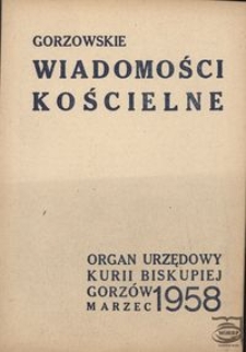Gorzowskie Wiadomości Kościelne 1958, nr 3