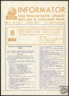 Informator NSZZ Pracowników "Społem" przy PPS w Gorzowie 1986, nr 3