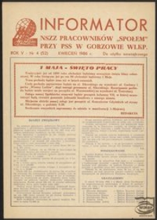 Informator NSZZ Pracowników "Społem" przy PPS w Gorzowie 1986, nr 4