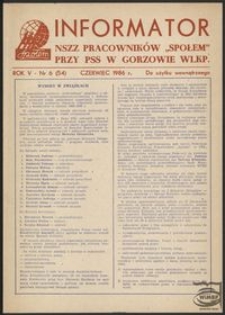 Informator NSZZ Pracowników "Społem" przy PPS w Gorzowie 1986, nr 6