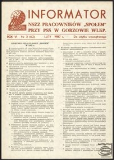 Informator NSZZ Pracowników "Społem" przy PPS w Gorzowie 1987, nr 2