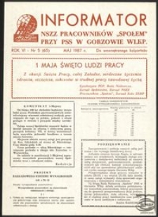 Informator NSZZ Pracowników "Społem" przy PPS w Gorzowie 1987, nr 5