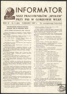 Informator NSZZ Pracowników "Społem" przy PPS w Gorzowie 1987, nr 6
