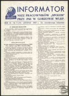 Informator NSZZ Pracowników "Społem" przy PPS w Gorzowie 1987, nr 11