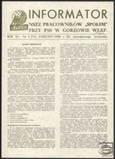 Informator NSZZ Pracowników "Społem" przy PPS w Gorzowie 1988, nr 4
