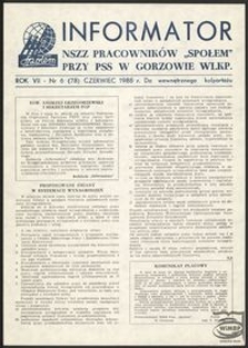 Informator NSZZ Pracowników "Społem" przy PPS w Gorzowie 1988, nr 6