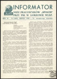 Informator NSZZ Pracowników "Społem" przy PPS w Gorzowie 1988, nr 8