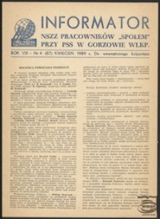 Informator NSZZ Pracowników "Społem" przy PPS w Gorzowie 1989, nr 4