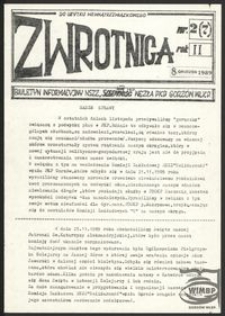 Zwrotnica. Biuletyn Informacyjny Komisji Zakładowej NSZZ "Solidarność" PKP Węzeł Gorzów Wlkp. 1989, nr 2